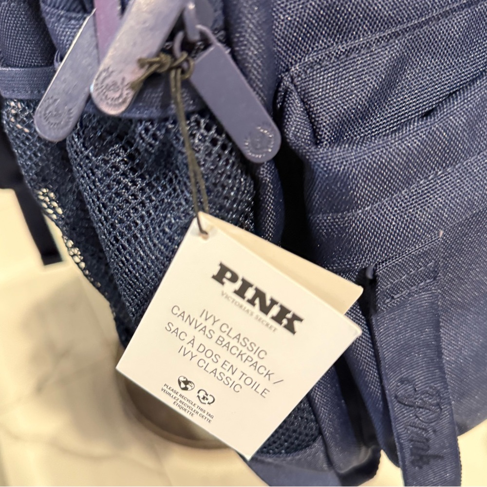 VS PINK Ivy Classic Canvas Backpack Midnight Navy w/tags NEW - Picture 6 of 7